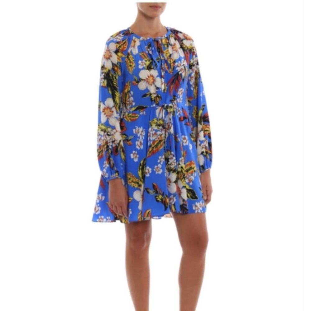 Diane Von Furstenberg Bolan Cobalt Cinch Long Sleeve Mini Dress (XXS)